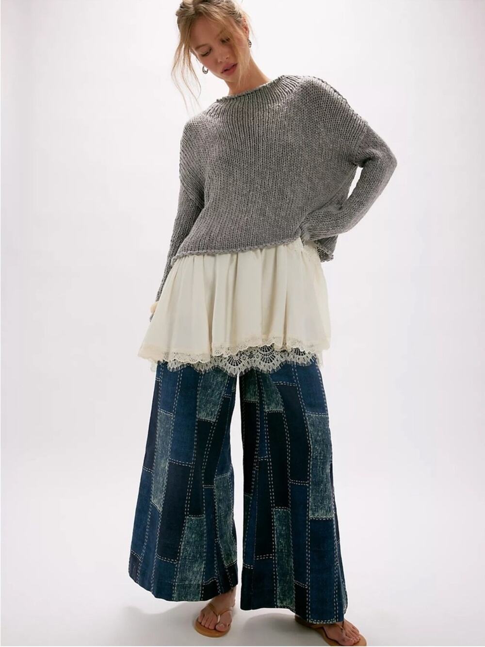We The Free Patches Wide-Leg Flare Jeans